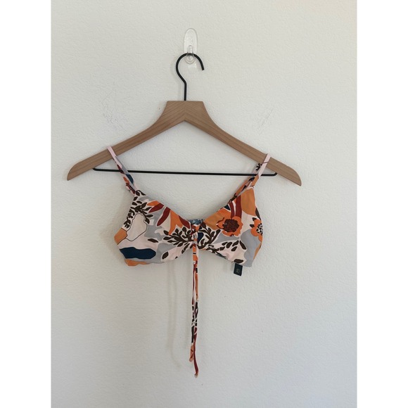 Maaji Other - Maaji Reversible Floral Striped Bikini Set Orange Blue Tan Two Piece Swimsuit